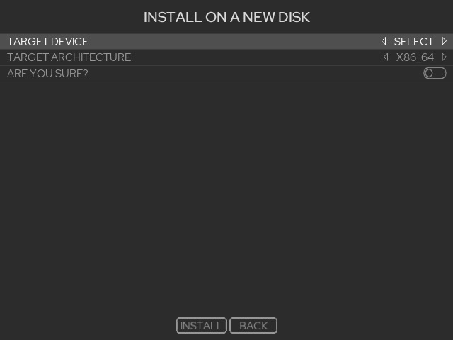 Batocera's installation menu