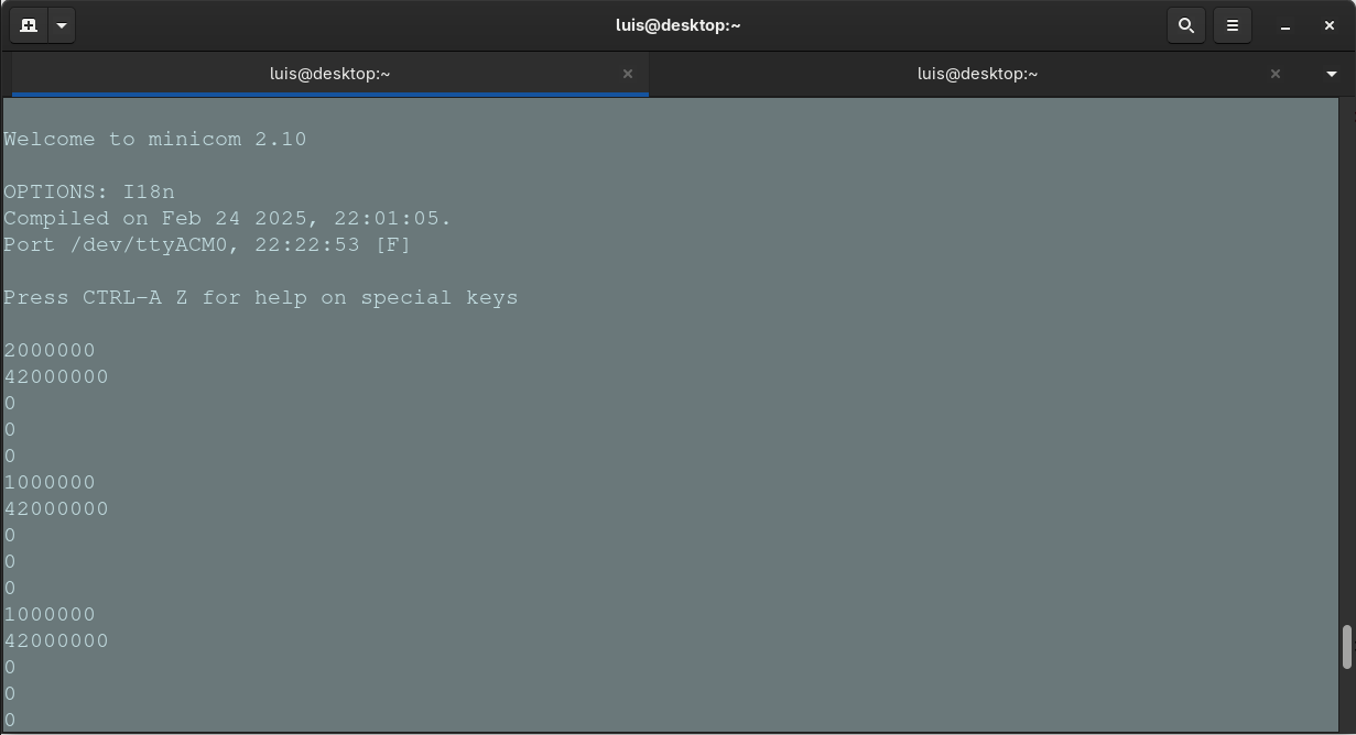 Minicom screenshot